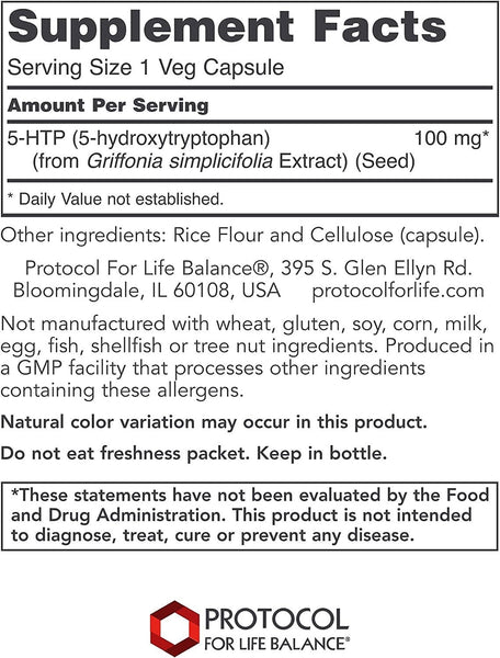Protocol For Life Balance, 5-HTP, 100 mg, 90 Veg Capsules