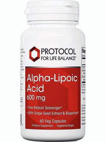 Protocol For Life Balance, Alpha-Lipoic Acid, 600 mg, 60 Veg Capsules