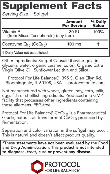 Protocol For Life Balance, CoQ10, 100 mg, 90 Softgels