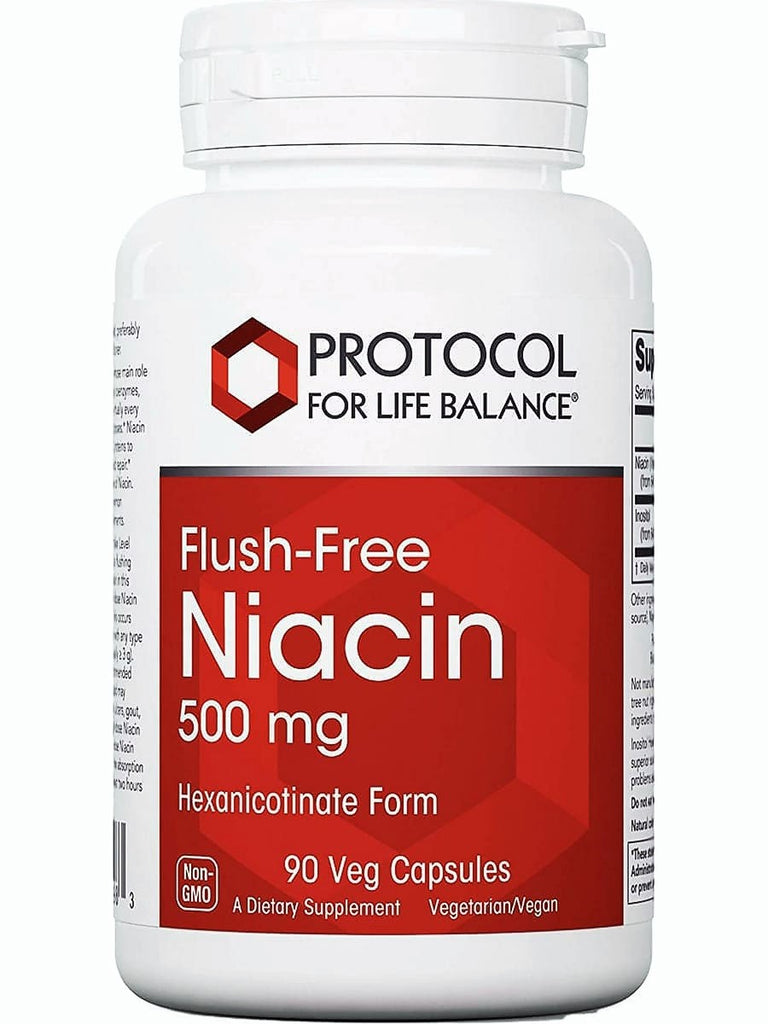 Protocol For Life Balance, Flush-Free Niacin, 500 mg, 90 Veg Capsules