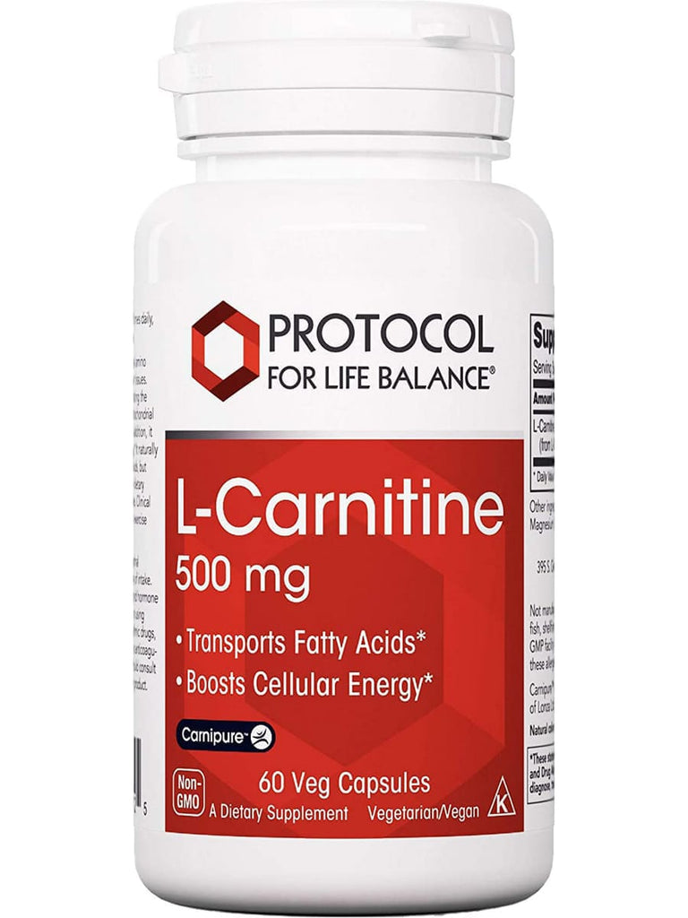 Protocol For Life Balance, L-Carnitine, 500 mg, 60 Veg Capsules