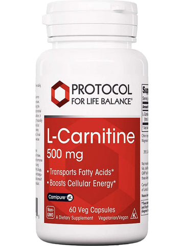 Protocol For Life Balance, L-Carnitine, 500 mg, 60 Veg Capsules