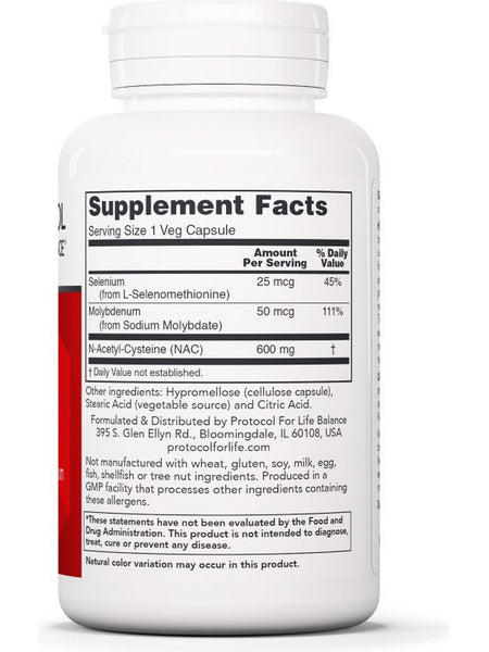 Protocol For Life Balance, NAC (N-Acetyl Cysteine), 600 mg, 100 Veg Capsules