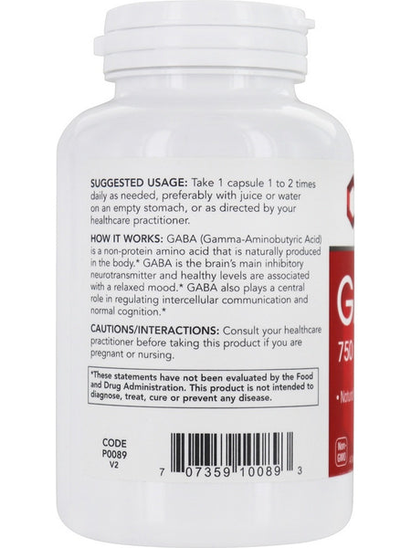 Protocol For Life Balance, GABA, 750 mg, 120 Veg Capsules