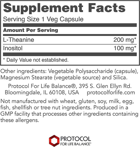 Protocol For Life Balance, L-Theanine, 200 mg, 60 Veg Capsules