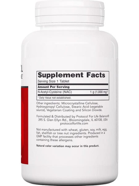 Protocol For Life Balance, NAC (N-Acetyl Cysteine), 1,000 mg, 120 Tablets