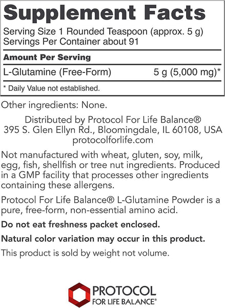 Protocol For Life Balance, L-Glutamine, Pure Powder, 1 lb (454 g)