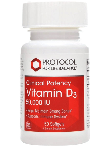 Protocol For Life Balance, Vitamin D3, Clinical Potency, 50,000 IU, 50 Softgels