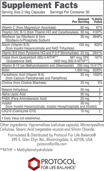 Protocol For Life Balance, B Complex Neuro Factors, 60 Veg Capsules