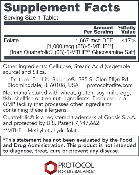 Protocol For Life Balance, 5-Methyl Folate, 1,000 mcg, 90 Tablets