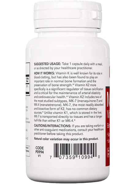 Protocol For Life Balance, MK-7 Vitamin K2, 300 mcg, 60 Veg Capsules