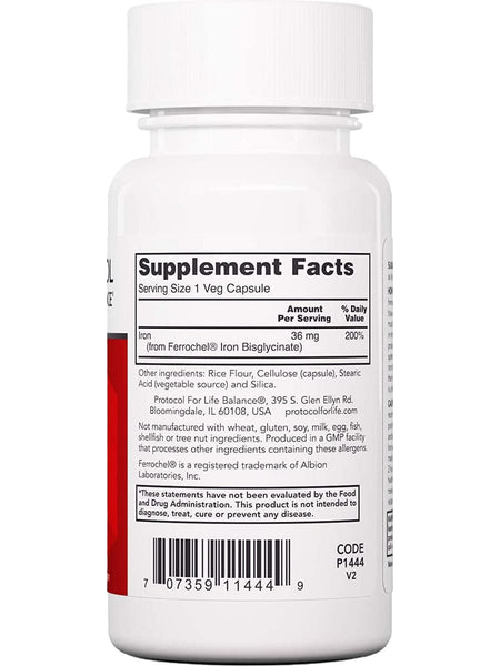 Protocol For Life Balance, High Potency, Iron, 36mg, 90 Veg Capsules