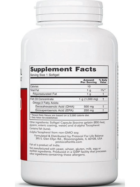Protocol For Life Balance, DHA-500, 120 Softgels
