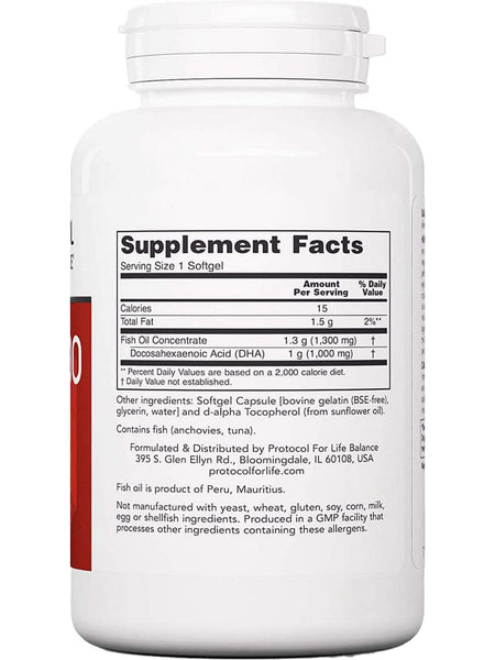 Protocol For Life Balance, DHA-1000, Extra Strength, 90 Softgels