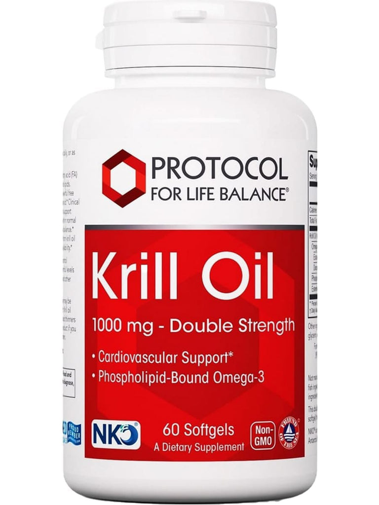 Protocol For Life Balance, Krill Oil, 1,000 mg-Double Strength, 60 Softgels