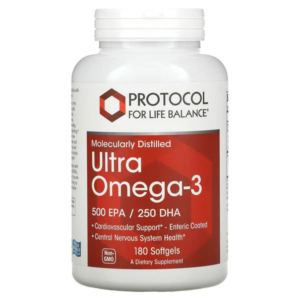 Protocol For Life Balance, Molecularly Distilled Ultra Omega-3, 500 EPA/250 DHA, 180 Softgels