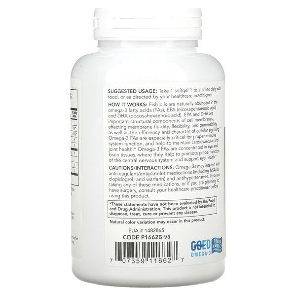 Protocol For Life Balance, Molecularly Distilled Ultra Omega-3, 500 EPA/250 DHA, 180 Softgels