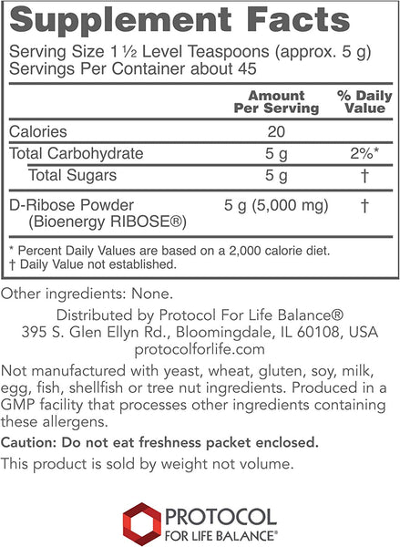 Protocol For Life Balance, D-Ribose Powder, 8 oz (227 g)