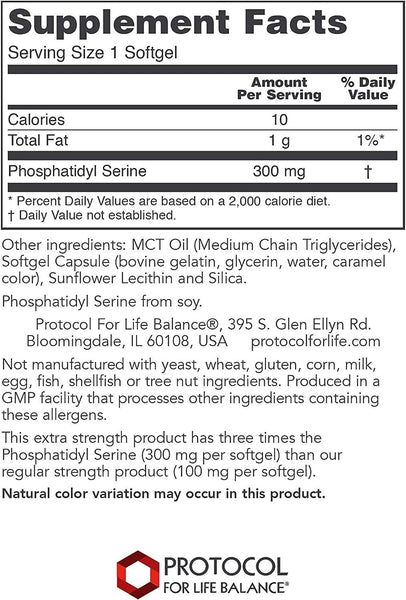 Protocol For Life Balance, Phosphatidyl Serine, 300 mg, 50 Softgels