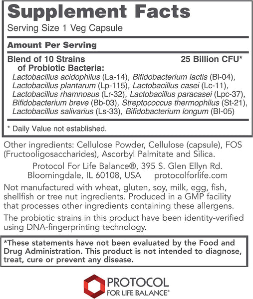 Protocol For Life Balance, ProtoDophilus, 25 Billion, 10 Strains, 50 Veg Capsules