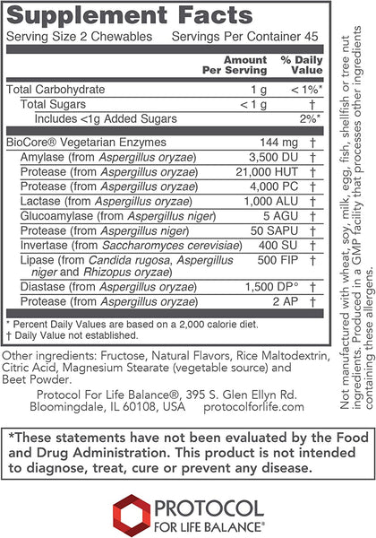 Protocol For Life Balance, ProtoZymes, 90 Chewables