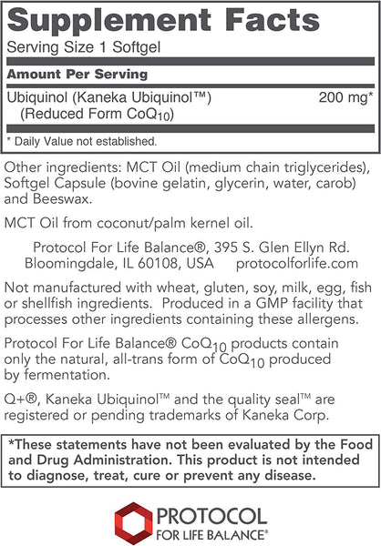 Protocol For Life Balance, Ubiquinol, 200 mg, 60 Softgels