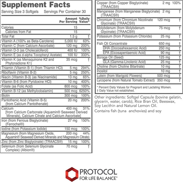 Protocol For Life Balance, Pre-Natal Multivitamin with DHA, 90 Softgels
