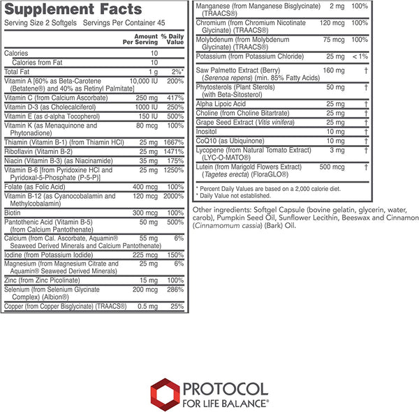 Protocol For Life Balance, Ortho Multi, Softgel for Men, 90 Softgels