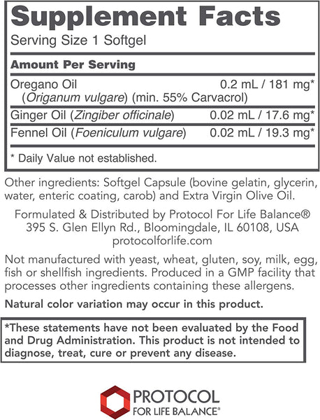 Protocol For Life Balance, Oregano Oil, 90 Softgels
