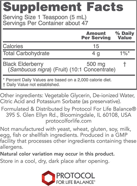 Protocol For Life Balance, Sambucus Black Elderberry Liquid, 8 fl oz (237 mL)