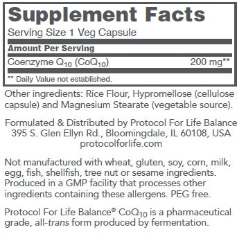 Protocol For Life Balance, CoQ10, 200 mg, 30 Veg Capsules