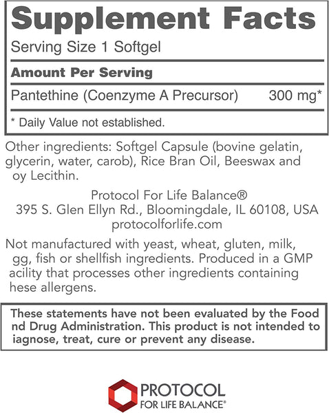 Protocol For Life Balance, Pantethine, 300 mg, 60 Softgels