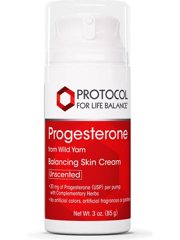 Protocol For Life Balance, Natural Progesterone, Balancing Skin Cream, Unscented, 3 oz (85 g)