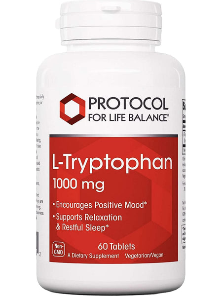 Protocol For Life Balance, L-Tryptophan, 1,000 mg, 60 Tablets