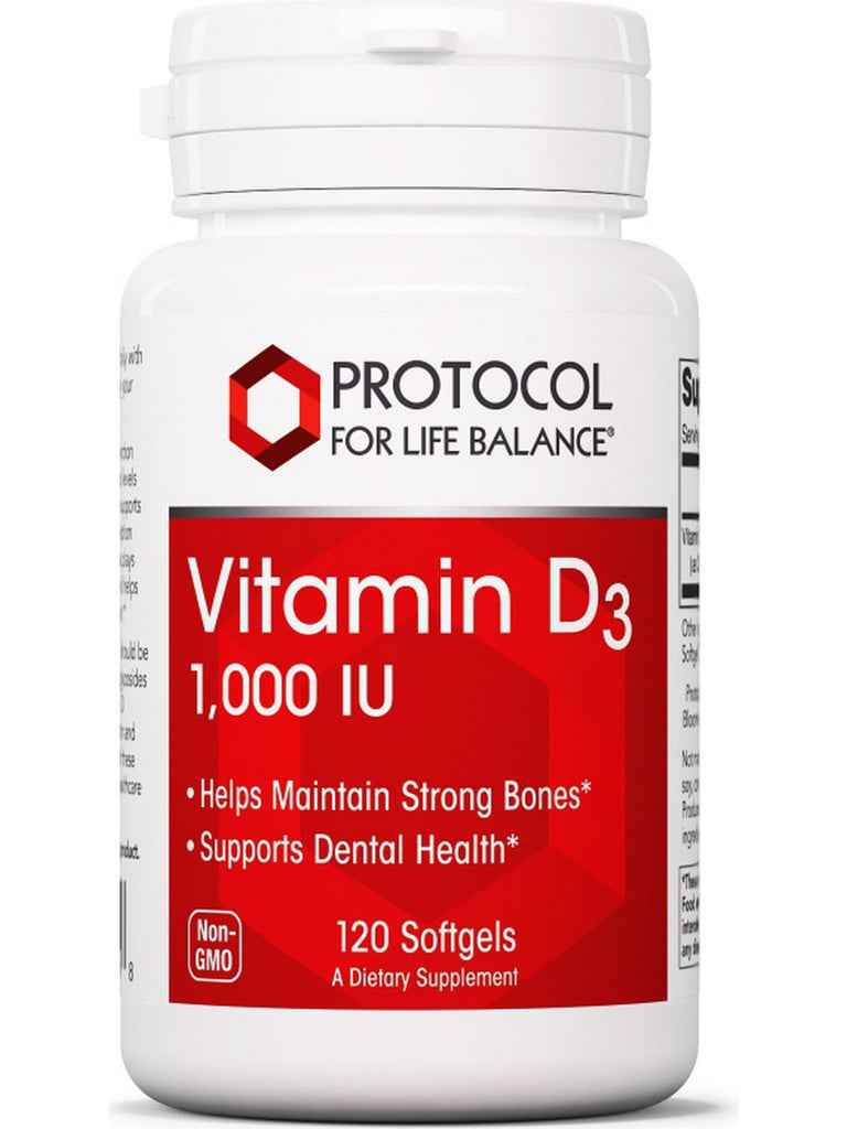 Protocol For Life Balance, Vitamin D3, 1,000 IU, 120 Softgels