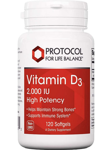 Protocol For Life Balance, Vitamin D3, 2,000 IU, 120 Softgels