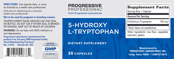 Progressive Labs, 5-Hydroxy L-Tryptophan, 30 Capsules