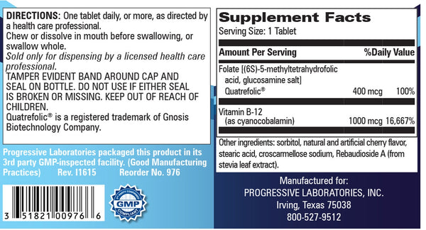 Progressive Labs, B-12, 1000 mcg, 60 Tablets