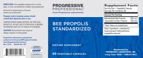 Progressive Labs, Bee Propolis Standardized, 60 Vegetable Capsules