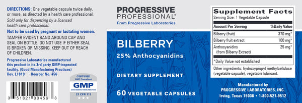 Progressive Labs, Bilberry, 60 Vegetable Capsules