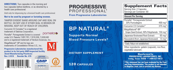 Progressive Labs, BP Natural, 120 Capsules
