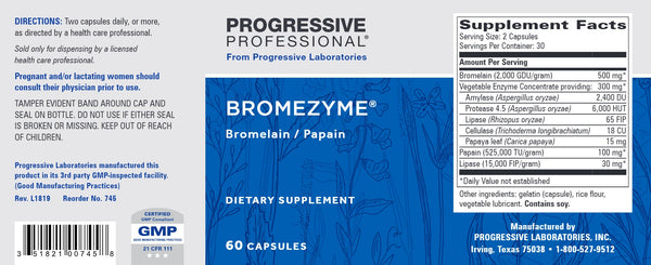 Progressive Labs, Bromezyme, 60 Capsules