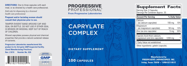 Progressive Labs, Caprylate Complex, 100 Capsules