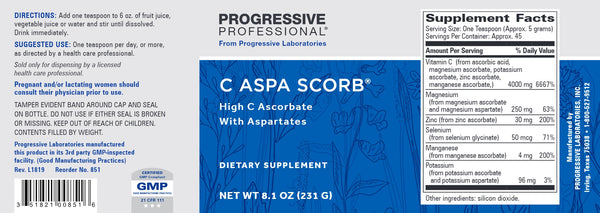 Progressive Labs, C Aspa Scorb, 8.1 oz