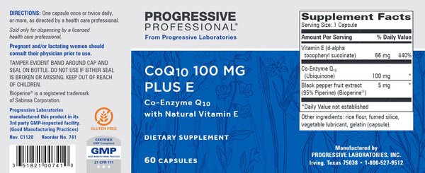 Progressive Labs, CoQ10 Plus E, 100 mg, 60 Capsules