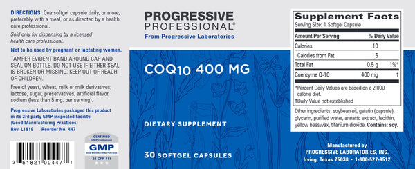 Progressive Labs, CoQ10, 400 mg, 30 Softgel Capsules