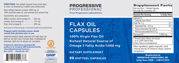 Progressive Labs, Flax Oil Capsules, 1000 mg, 90 Softgel Capsules