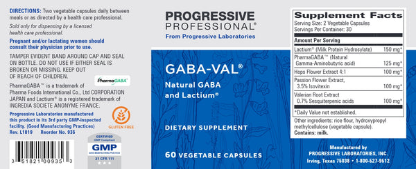 Progressive Labs, Gaba-Val, 60 Vegetable Capsules