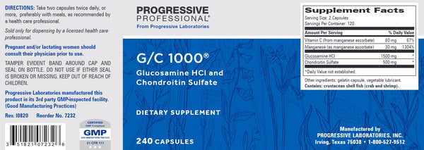 Progressive Labs, G/C 1000, 240 Capsules