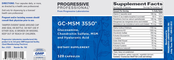 Progressive Labs, GC-MSM 3550, 120 Capsules